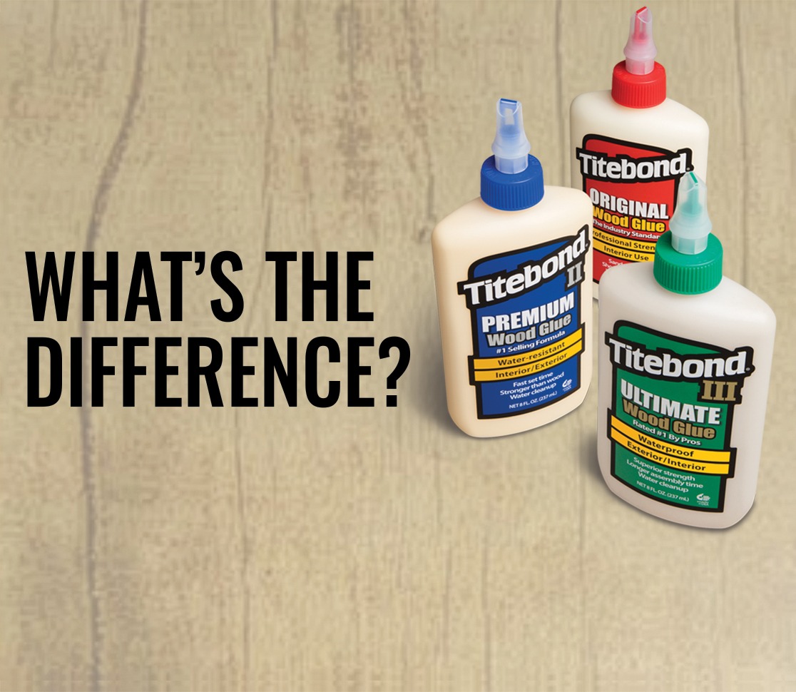 The primary differences between Titebond Original, Titebond II Premium and Titebond III Ultimate.